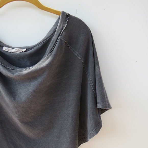Free People We the Free Aubrey One Shoulder Graphite Gray T-Shirt - Picture 10 of 15